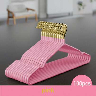 BKFUN 100/60/30/20/10/5/1pc Golden Metal Clothes Hangers - Space Saving, Standard Suit Hangers For Closet Organization