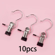 10 pièces de pinces à linge en acier inoxydable de haute qualité, cintre en métal réglable avec pinces, pince à linge portative avec crochet, décorations pour costumes, décorations de festival, cintres pour pantalons et jupes avec pinces de préhension