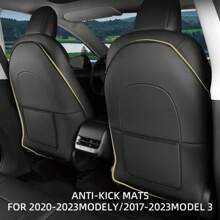 Car Seatback ProtectorModel 3 Seat Back Protective Child Anti-Kick Mats Black Leather Interior Accessories - White 1pc - View 2