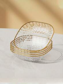 5 Pieces Gold Square Snack Serving Trays Set, Plastic Plates For Appetizers, Desserts, Fruits, Kitchen Accessories, Tableware Essentials - Perfect For Home And Restaurant - Multicolor - View 16