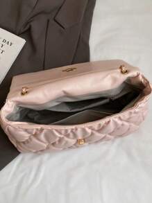 Women's Shoulder Bag Diamond Embroidery Line Flip Soft Bag Pillow Bag Large Capacity Portable Fashion Bag - White - View 7