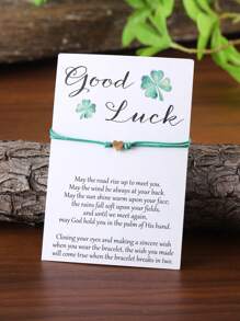 1 Stück Vintage grüner Klee, Hut, Bierdose, DIY Perlenarmband mit einstellbarem Verschluss und Glückwunschkarte für St. Patrick's Day, handgefertiges Geschenk für St. Patrick's Day