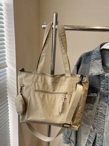 Bolso de lona grande con monedero 1 pieza Nuevo estilo universitario coreano Bolso escolar de estudiante de secundaria Bolso casual Bolso bandolera de hombro Bolso de lona Bolso cruzado, Bolso de mujer con monedero, Bolso escolar para compras, vacaciones, Bolso de mano con cremallera, Bolso escolar grande, Múltiples compartimentos, Perfecto para playa, escuela, trabajo y uso diario, Bolso escolar y mochila de estilo artístico para mujeres o estudiantes, Perfecto para libros, compras, vuelta al cole y talla grande
