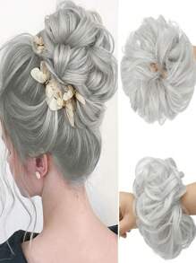 1pc Synthetic Hair Bun Extensions Messy Curly Elastic Hair Scrunchies Hairpieces Synthetic Chignon Donut Updo Hair Pieces For Women - Multicolor - View 10