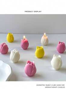 1pc Tulip Scented Candles, Long-Lasting Fragrance, Handmade Home Decoration, Romantic Atmosphere, Bedroom, Living Room, Suitable For Birthday And Holiday Gifts Graduation