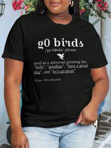 Go Birds! Football Fan Ladies' Plus Size Oversize Women T-Shirt (Bird Birds Football Football Lover)