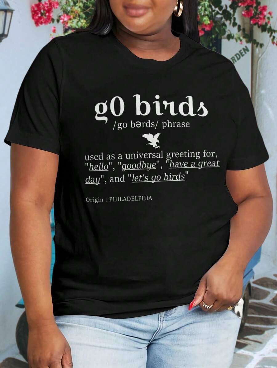 Go Birds! Football Fan Ladies' Plus Size Oversize Women T-Shirt (Bird Birds Football Football Lover)