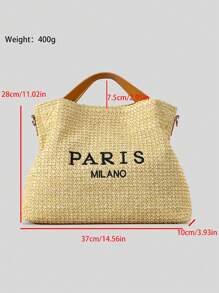 Straw Bag Seaside Holiday Beach Bag Female Letter Embroidery Large Capacity Tote Bag Summer Shoulder Crossbody Bag