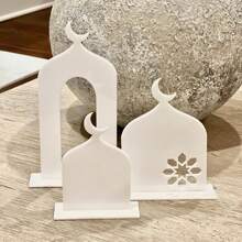 3pcs Star Moon Tabletop Decoration, White&Black Acrylic Bohemian Decor, Exquisite Temple Design Display Stand Ornaments, Reflection Surface, Black &White, No Power Required, For Bedroom, Romantic Wedding, Birthday Party, Patio Lawn, New Year's, Festival, Restaurant, Show, Office, Yoga Studio & Patio Accessory, Rama Decorations Gifts, Indoor Outdoor Home Garden Party Supplies Graduation E-I-D