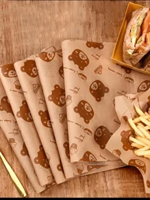 50张,食品吸油纸防油纸垫片纸炸鸡防油纸烘焙面包托盘纸烤盘垫片纸 - 棕色 - 查看 2