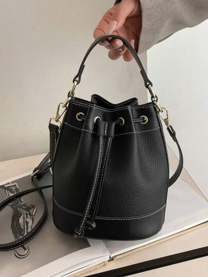Women's Fashion Versatile Retro Diagonal Mini Bucket Handbag