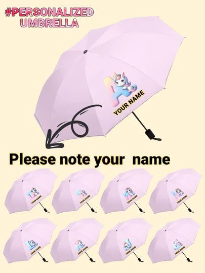 Customized Printed Children's Umbrella, Can Print Logo/Letters/Names, Ideal For Business Promotion, Company Opening Gifts, Children's Back-To-School Gifts. This Umbrella Has Multiple Functions, Strong Decorative Effect, Fashionable And Modern Style, Colorful, Cute And Charming, Versatile For Casual Wear, Customizable, Unique, An Ideal Gift For Boy And Girl, Also Suitable For Children, Urban Events, Travel And School.