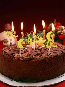 5PCS Ramadan Moon Star Cupcake Toppers,Ramadan Decorations For Home,Gold Glitter Party Ramadan Decor On The Moon Cake