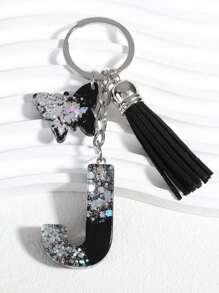 1 pieza Llavero de letra de resina, llavero de coche inicial para ella, dije de bolso y monedero, colorido y lindo, etiqueta del alfabeto como regalo, recuerdo, accesorio de coche, dije de bolso, accesorio escolar, gótico, Y2k