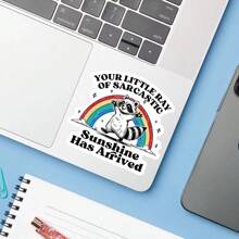1PC Funny Sarcastic Raccoon Meme Sticker - Your Little Ray Of Sarcastic Sunshine Has Arrived Sticker - Vintage Retro Sassy Humor Decal For Laptop, Water Bottle & Journal (Waterproof Vinyl, 3 Inches)