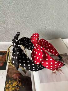 1pc Polka Dot Print Bunny Ear Headband, Vintage Wide Brim Non-Slip Hair Hoop, Suitable For Easter Party Wear, Hair Band, Hairband For Women Hair Accessories Head Accessories - Multicolor - View 3
