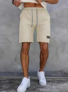 Men's Lightweight Drawstring Sports Shorts, Breathable Quick-Dry, Suitable For Summer Beach And Golf, Slightly Elastic, Solid Color Pockets