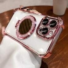 这款闪亮透明手机壳带有隐藏式支架和防震边角，兼容 16 Pro Max、P30、Nova 11、荣耀 Magic 7、红米 Note 14 Pro+ 5G、三星 Galaxy S25 Ultra、Infinix Smart 8/Infinix Hot 40i/ Spark 20/ Spark 20C/ Spark Go 2024 和 Moto G54。 - 粉色 - 查看 3