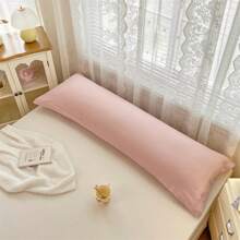1 pièce Taie d'oreiller de couleur unie, nouvelle, douce et agréable pour la peau, housse de coussin double, couleur macaron, simple/double, taie d'oreiller de couple (intérieur non inclus), style Ins, convient pour toutes les saisons - Rose pâle - Voir 8