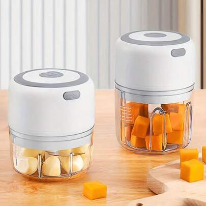 1件装无线多功能电动食物料理机250ML，硅胶圈，防滑，质感好，质量好，方便。家用料理机，烹饪助手，适用于婴儿辅食准备和烹饪食材切碎，迷你尺寸