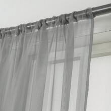 Set Of Two (2) Sheer Window Curtains Panels With Rod Pocket Drape Set Multiple Lengths (63", 84", 95", 108", 120" L) Solid Colors - 灰色 - 查看 2