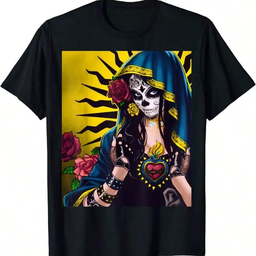 NEW LIMITED Santa Muerte Tee T-Shirt S-4XL - Black - View 1