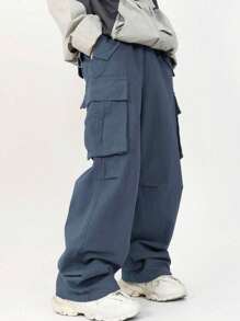 Loose Fit Men's Cargo Pants With Flap Pockets And Side Pockets