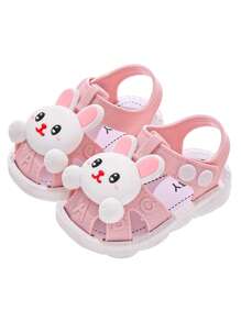 Toddler Girls Closed Toe Sandals 0-4 Years Old, Anti-Kicking Anti-Collision Cute Cartoon Rabbit Design, Infant Baby Preschool Nursery Soft Bottom Non-Slip Summer Casual Shoes - Pink - View 7