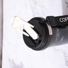 Taza de café altamente decorativa con Camellia , termo de acero inoxidable aislado con gran capacidad, simple y doble pajilla para beber, doble capa de aislamiento y refrigeración, diseño elegante, taza portátil para uso en el automóvil tanto para hombres como para mujeres,adecuada para llevar sobre la marcha - Negro - Ver 5