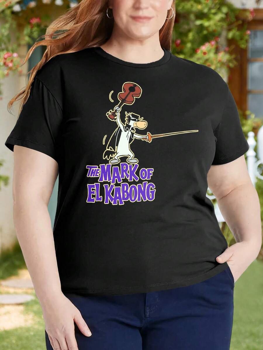 The Mark Of El Kabong Plus Size Zorro Halloween Oversize Women T-Shirt For Ladies (Drawings Pop Culture) - màu đen - Xem 1