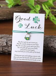 1 Stück Vintage grüner Klee, Hut, Bierdose, DIY Perlenarmband mit einstellbarem Verschluss und Glückwunschkarte für St. Patrick's Day, handgefertiges Geschenk für St. Patrick's Day