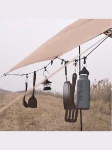 1 Pack Portable Clothesline With 12 Clothespins, Adjustable Elastic Travel Camping Clothesline, Windproof Travel Elastic Retractable Bungee Clothesline For Backyard, Resort Hotel, Balcony Clothes Drying