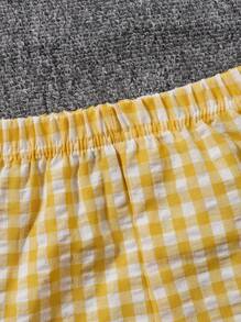 Baby Mädchen Frühling Erdbeere Stickerei Schleife Plaid Camisole Top mit Rot Polka Dot Shorts Set