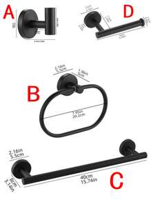 不锈钢浴室配件套装,包括毛巾杆、卫生纸架、壁挂挂钩、衣橱挂钩、衣帽钩,适用于浴室五金套装、浴室用品、浴室套装 - 彩色 - 查看 6