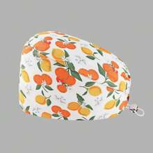 1 pieza Visera de sol de mujer de poliéster con estampado de frutas, flores y animales, ajustable, adecuada para médicos, enfermeras, amas de casa y talla grande, práctica para ser antibacteriana y antipolvo, apta para todo el año