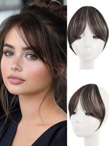 Extensiones de cabello con flequillo central, flequillo natural sin costura y flequillo francés oblicuo, perfectas para uso diario