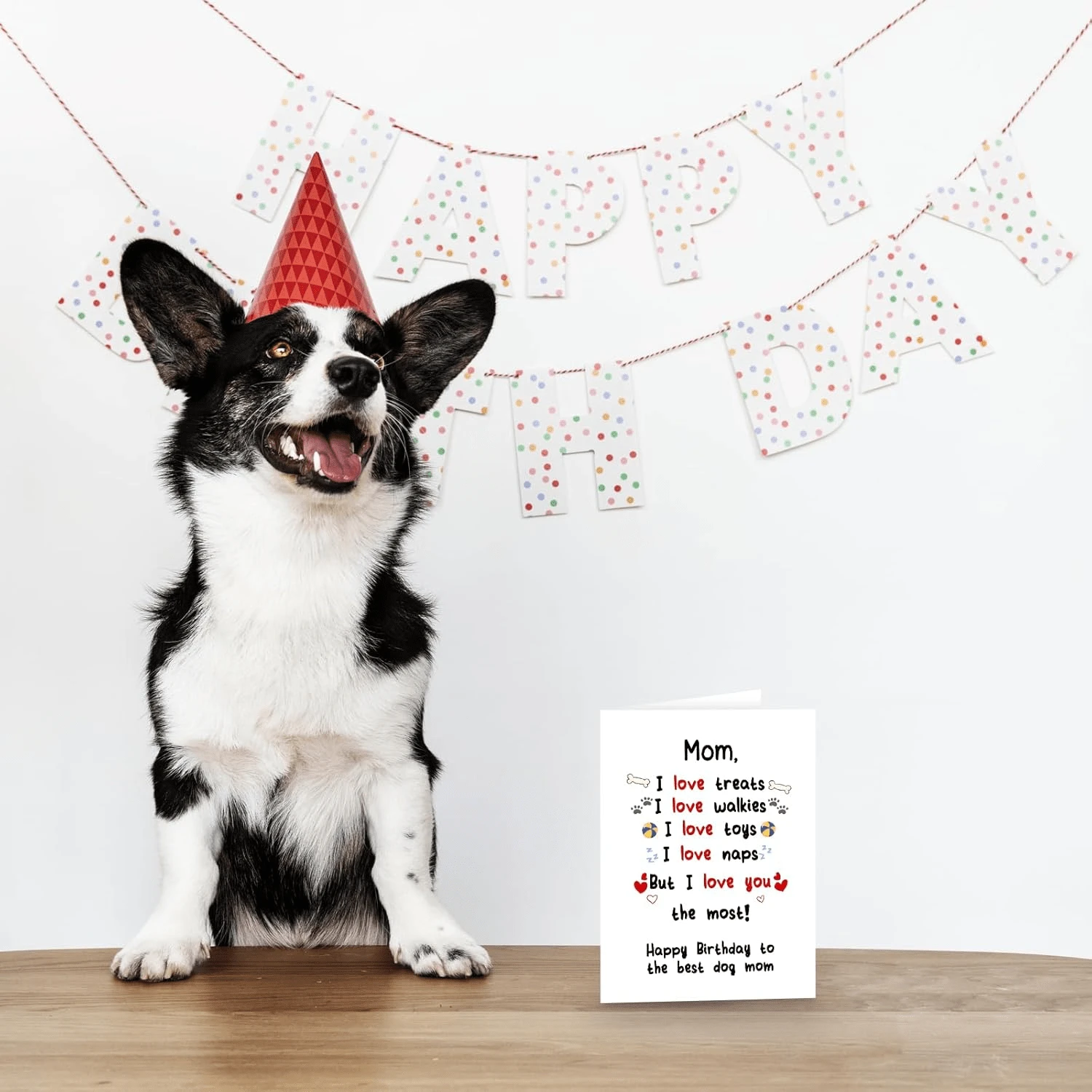 1PC Cute Dog Mom Birthday Day Card, Happy Birthday Day Gifts From Dog ...