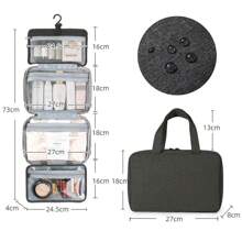 Large Capacity Toiletry Makeup Bag Cosmetic Storage Travel Hanging Washbag UK - Black - View 3