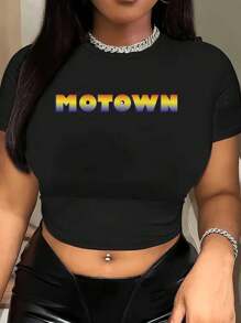 Graphic Printed Cropped T-Shirt, Y2K Spring And Summer Short-Sleeved Crop Top, Women's