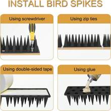 Bird Deterrent Spikes For Outdoor, Deterrent For Pigeons Birds And Squirrel Cat Raccoon Animals For Fences And Roofs To Keep Birds Away (Black) - Black - View 3