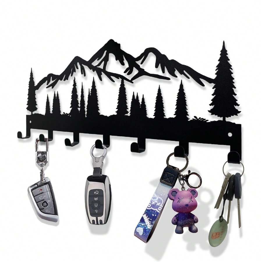 1pc Key Holder For Wall | Metal Key Holder Hooks Organizer Rack | Metal Key Organizer Wall Decorative With 7 Hooks,Bathroom Shelf,Hangers Hooks Hanger,Wall Pictures,White Hook,Black,Sticky Wall Hooks,Purse Hanger Wall,Wall Hangings,Picture Frame Hooks,Wall Picture Frame,Wall Hooks Self Adhesive,Hooks,Hook,Wall Hooks,Bathroom,Towel Holder,Hooks,Wall Hooks,Hooks,Wall Hook,Door Hanger