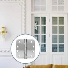 6 Pack Stainless Steel Silver Door Hinges For Exterior & Interior Doors, 4.0 X 4.0 Inch Heavy-Duty Ball Bearing Door Hinges With 5/8" Radius Corners