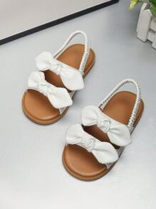 Mädchen Schleife Dekor klassische Mode süß Elastik Band Baby Sandalen Prinzessin Kleinkind weiche Sohle Rundkappe Schuhe, geeignet für Frühling, Sommer, Herbst, Winter