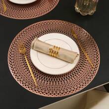 1 peça/4 peças/6 peças/8 peças/12 peças de jogos americanos geométricos redondos de PVC com folha de ouro, decoração de feriados, jogos americanos para mesa de jantar, almofadas de isolamento térmico para hotéis, restaurantes, cozinhas domésticas