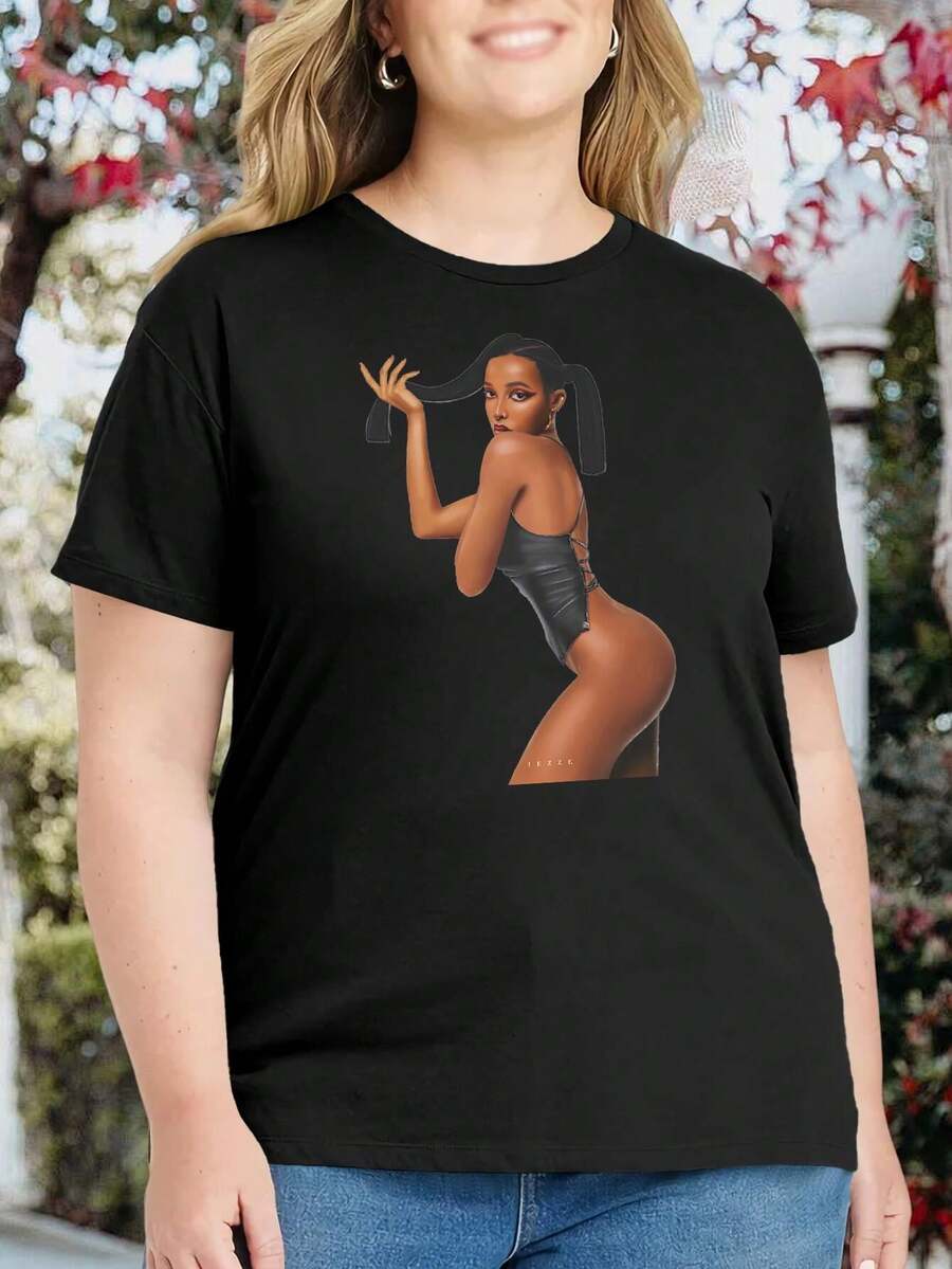 Tinashe Oversize Women T-Shirt For Ladies (Large) - R B Singer Musician Artist - Black - View 1