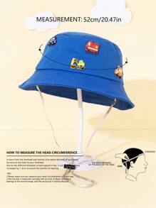 1pc Boys/Kids Flat Top Bucket Hat, Adjustable Car Series, Lightweight, Windproof Strap, All Season Sun Ion Hat - 1PC - View 12