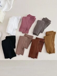 7 Pairs Of Thick Striped Cropped Tights For Baby Girls In All Seasons, Girls' Outerwear Leggings