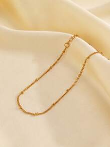 1 pièce Bracelet de cheville en acier inoxydable plaqué or 18 carats, convient pour le port quotidien, les voyages et les vacances des femmes