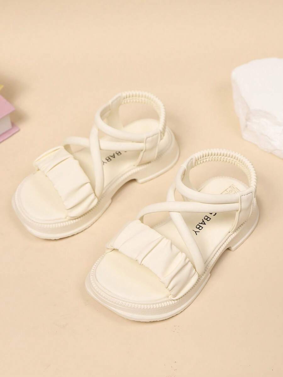 Sandálias Coreanas Casuais Versáteis de Listras PU para Meninas, Nova Sola Macia, Moda Pé Aberto Antiderrapante, Adequadas para Férias na Praia, Primavera e Verão