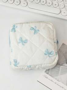 1 包可爱少女绗缝花朵粉色印花蝴蝶结心形花朵迷你化妆品收纳袋卫生袋餐巾袋数码产品收纳袋女孩卫生棉条收纳袋女士化妆包零钱包化妆包卫生棉条收纳袋内衣卫生棉条月经杯可重复使用防水旅行大学宿舍家居浴室返校用品 - 彩色 - 查看 7